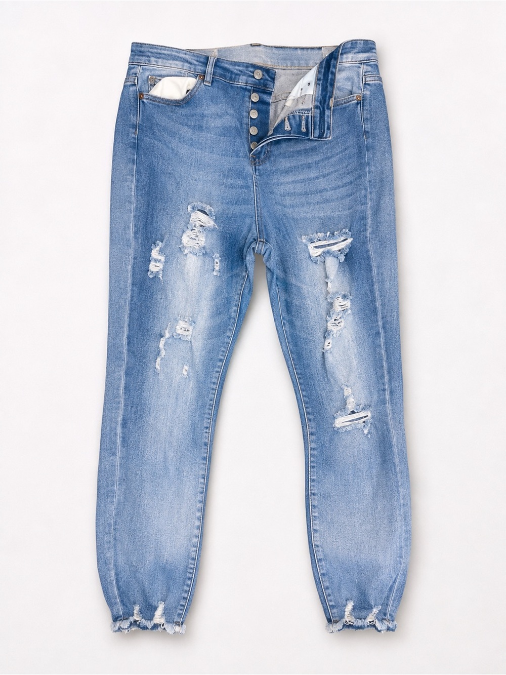 Judy Blue Light Blue Distressed Boyfriend Jeans